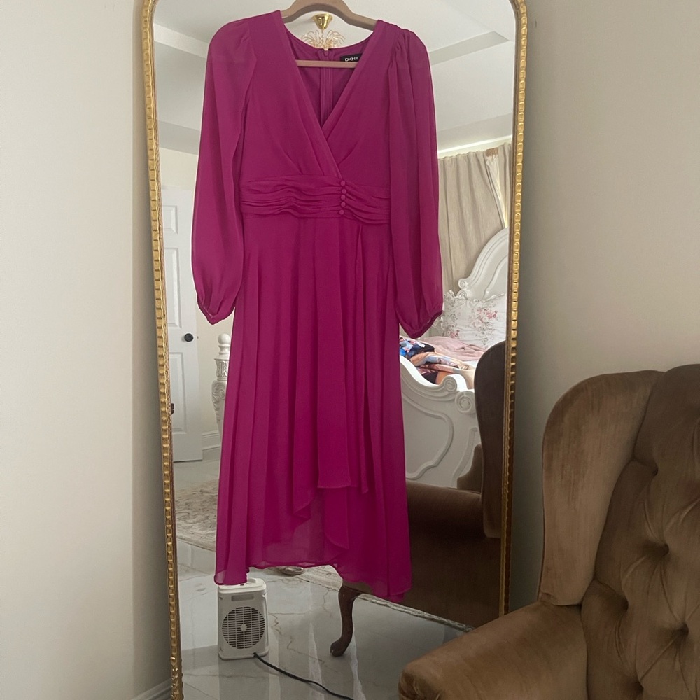 DKNY Fuchsia Long Sleeve Dress